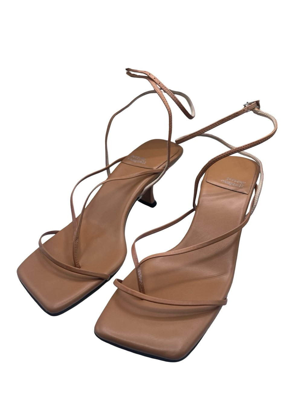 Strappy Tan Leather Mid-Heel Sandals